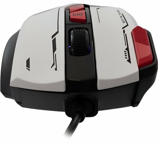 Baracuda MANTA RGB | Bekabelde Gaming Muis | Rechtshandig | USB-A | 12800 DPI | Wit