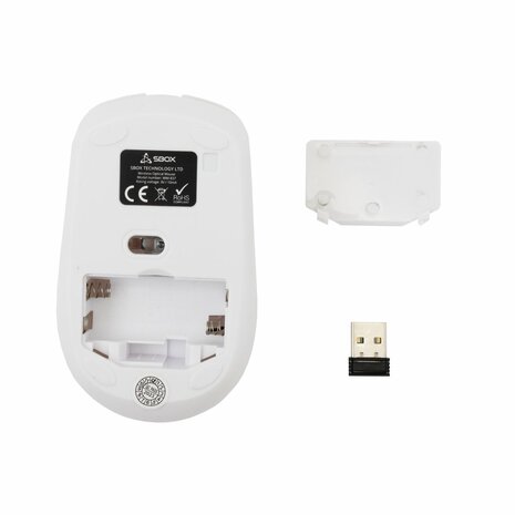 SBOX WM-837W | Draadloze Muis | Links- en Rechtshandig | RF | 1600 DPI | Wit