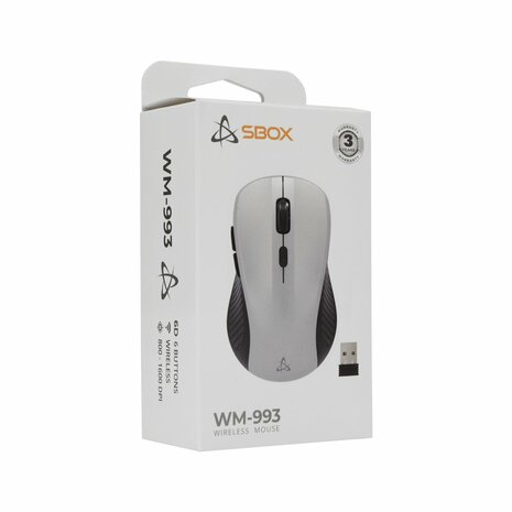 SBOX WM-993R | Draadloze Muis | Rechtshandig | RF | 1600 DPI | Zilver