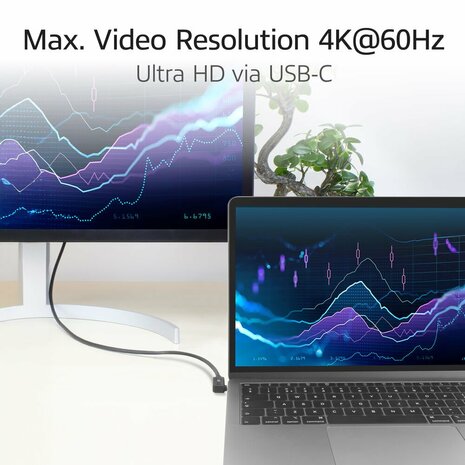 ACT AC7488 | USB 3.2 Gen 2 Kabel | USB-C (haaks links/rechts) naar USB-C (haaks links/rechts) | 60W | 10Gbps | 2m | Zwart