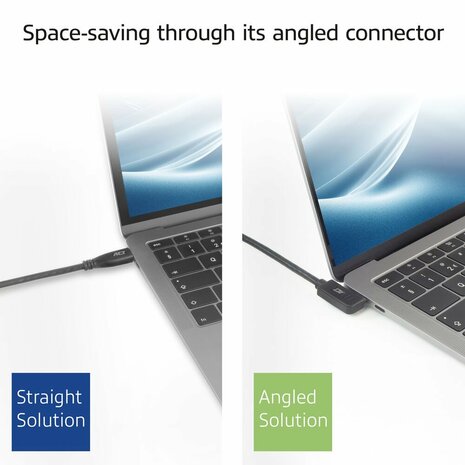 ACT AC7488 | USB 3.2 Gen 2 Kabel | USB-C (haaks links/rechts) naar USB-C (haaks links/rechts) | 60W | 10Gbps | 2m | Zwart