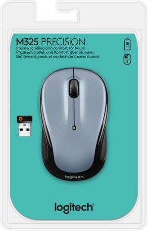 Logitech M325 | Draadloze Muis | Links- en Rechtshandig | RF | 1000 DPI | Zwart/Zilver