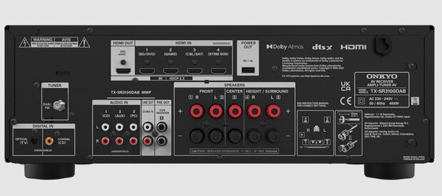Onkyo TX-SR3100 | 5.2-kanaals AV-Receiver | 5× 80W | HDMI 2.1 (4 in / 1 uit) | 8K | DAB+