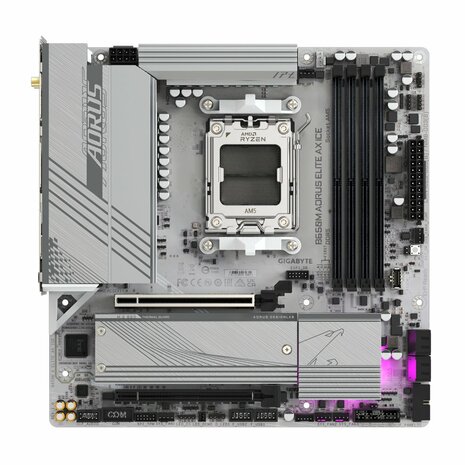 Gigabyte B650M AORUS ELITE AX ICE | Socket AM5 | AMD B650 | 4xDDR5 | Micro ATX | Moederbord