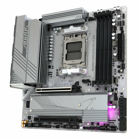 Gigabyte B650M AORUS ELITE AX ICE | Socket AM5 | AMD B650 | 4xDDR5 | Micro ATX | Moederbord