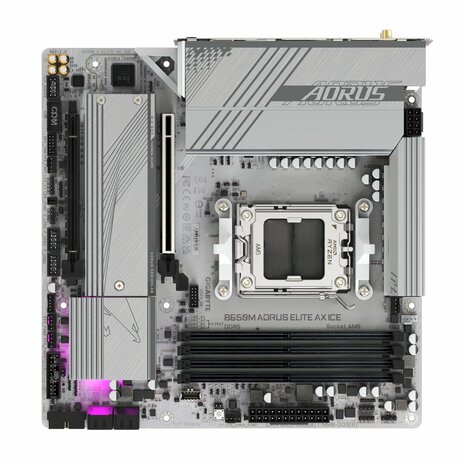 Gigabyte B650M AORUS ELITE AX ICE | Socket AM5 | AMD B650 | 4xDDR5 | Micro ATX | Moederbord