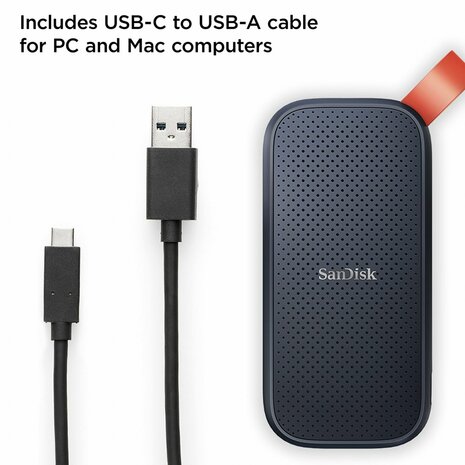 SanDisk Portable SSD | 1TB | USB-C 3.2 Gen 2 | 800 MB/s Lezen | 800 MB/s Schrijven | Zwart