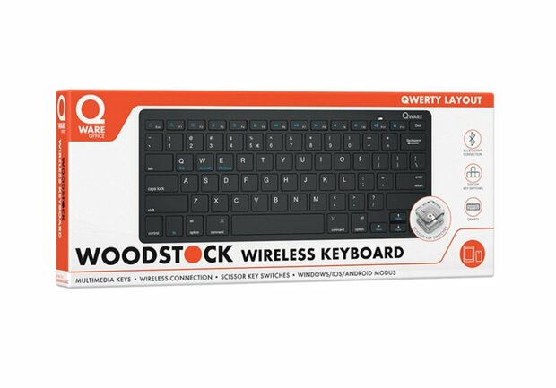 QWARE Wireless keyboard Woodstock Zwart
