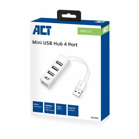 ACT AC6200 | USB 2.0 Interface Hub | 480 Mbps | Wit