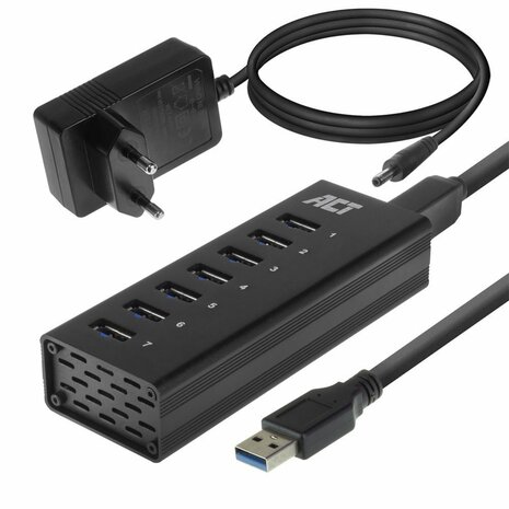ACT AC6315 | USB 3.2 Gen 1 Hub | Type-A | 5 Gbit/s | Zwart