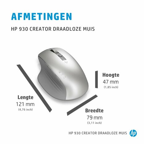 HP 930 Creator | Draadloze Muis | Bluetooth | 3000 DPI | Zilver