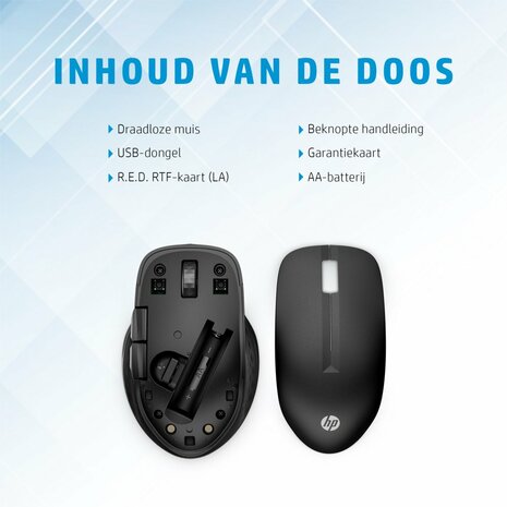 HP 430 | Multi-Device Draadloze Muis | Links- en Rechtshandig | RF + Bluetooth | 1200 DPI | Zwart