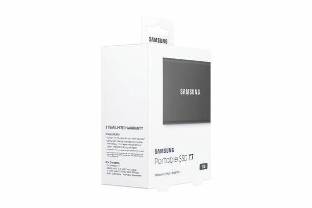 Samsung T7 | Externe SSD | 1TB | USB 3.2 Gen2 | 1.050MB/s read | 1.000MB/s write | Grijs