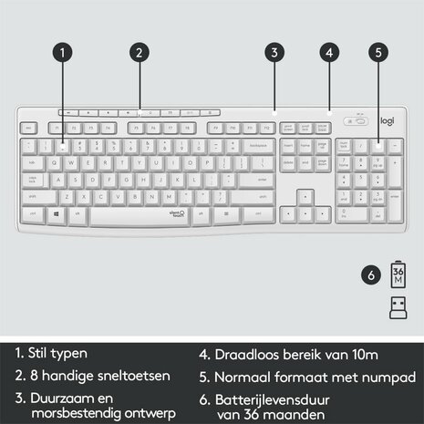 Logitech MK295 toetsenbord RF Draadloos QWERTY US International Wit