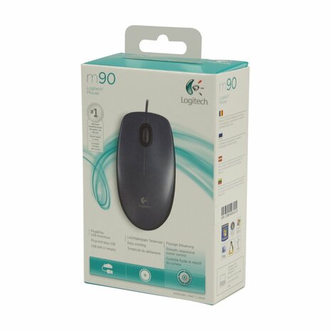 Logitech M90 | Bedrade Muis | Links- en Rechtshandig | USB-A | Zwart