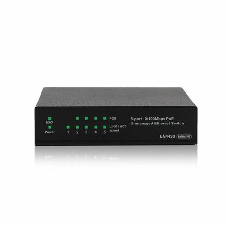 Eminent EM4430 Unmanaged Fast Ethernet (10/100) Power over Ethernet (PoE) Zwart netwerk-switch