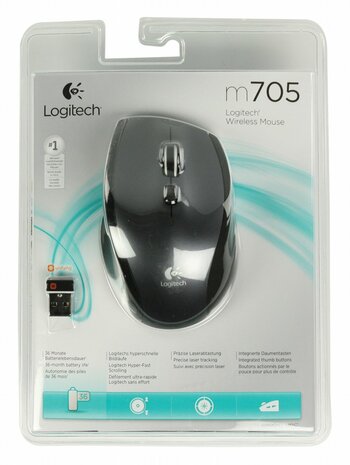 Logitech Marathon M705 | Draadloze Muis | Rechtshandig | RF | 1000 DPI | Zwart