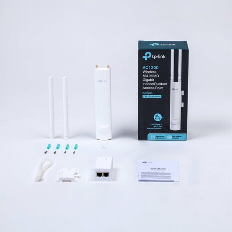TP-Link EAP225 Outdoor Access Point | Wifi 5 | Power over Ethernet (PoE) met Adapter | 1200 Mbit/s | Inclusief Montagebeugel & Waterdichte Antennes