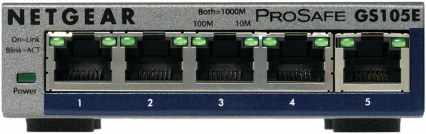 Netgear ProSAFE Managed Plus Switch - GS105E - 5 Gigabit Ethernet poorten