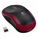 Logitech-M185-|-Ambidextrous-Draadloze-Muis-|-RF-Draadloos-|-1000-DPI-|-Zwart-Rood