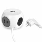 ACT-Stekkerdoos-Kubus-|-3-Stopcontacten-|-USB-A-&amp;-USB-C-|-30W-|-15-m-|-Wit